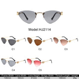 HJ2114 - Rimless Cat-Eye Gold-Temple Fashion Wholesale Sunglasses