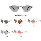 HJ2114 - Rimless Cat-Eye Gold-Temple Fashion Wholesale Sunglasses