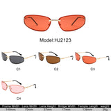 HJ2123 - Rimless Rectangle Color-Tint Slim Wholesale Sunglasses