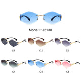HJ2138 - Rimless Hexagonal Square Geometric Wholesale Sunglasses