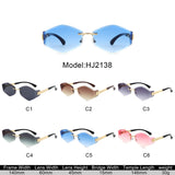 HJ2138 - Rimless Hexagonal Square Geometric Wholesale Sunglasses