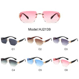 HJ2139 - Geometric Rimless Sleek Fashion Women Sunglasses