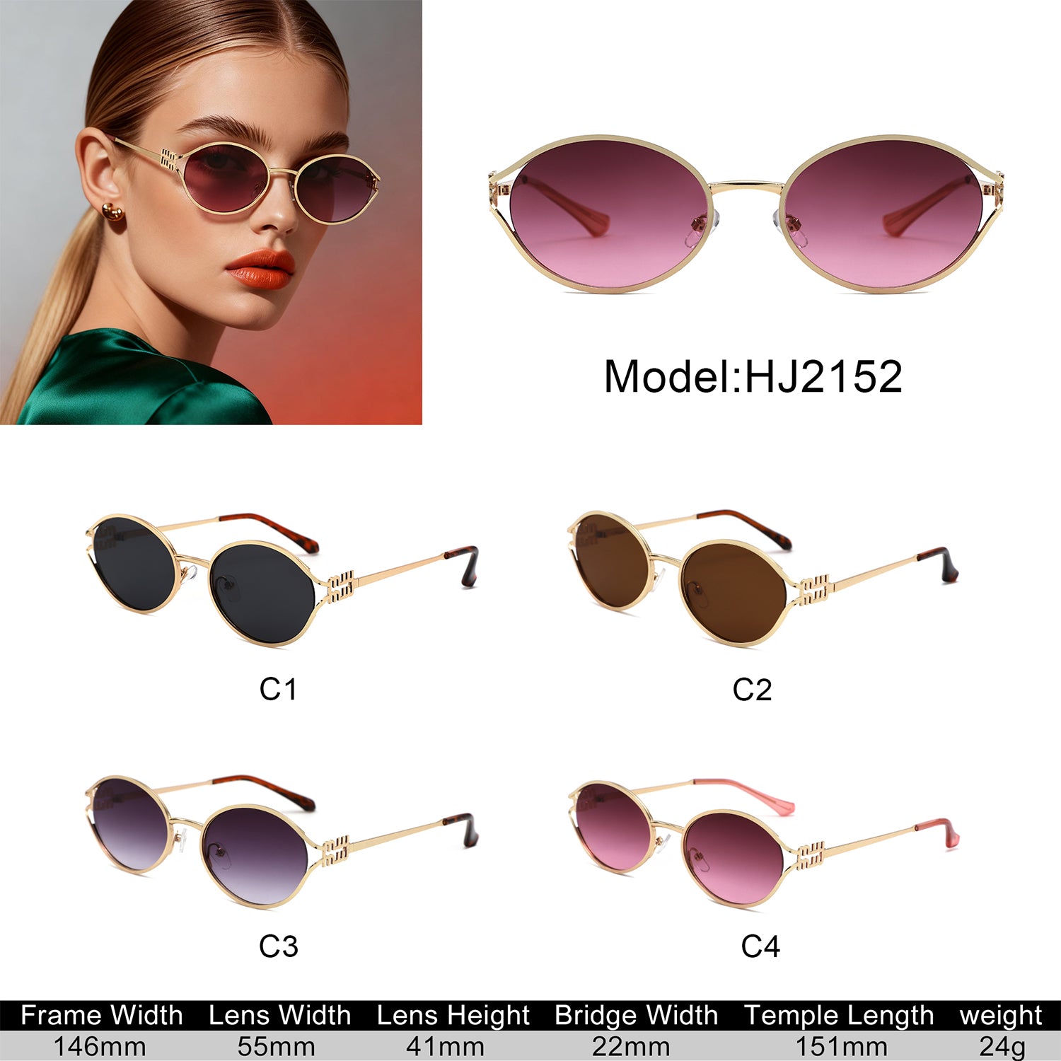 HJ2152 - Vintage Round Metal Color Tint Lenses Sunglasses - Iris Fashion