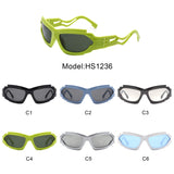HS1236 - Geometric Rectangle Futuristic Wrap Around Wholesale Sunglasses