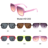 HS1253 - Flat Top Retro Square Vintage Aviator Wholesale Sunglasses