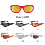 HS1260 - Rectangle Wrap Around Oval Sports Wholesale Sunglasses
