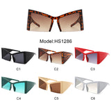 HS1286 - Geometric Square Semi-Rimless Cat Eye Oversize Fashion Wholesale Sunglasses