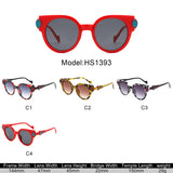 HS1393 - Bold Retro Round Gem-Accent Wholesale Sunglasses
