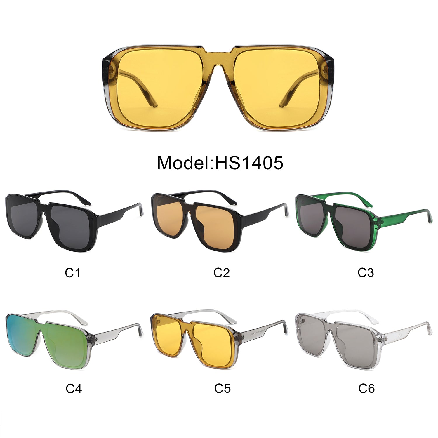 HS1405 - Oversized Flat Top Square Sunglasses - Iris Fashion