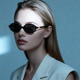HS1420 - Retro Slim Oval Narrow Minimalist Sunglasses