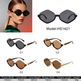 HS1421 - Geometric Semi-Rimless Polygon Sunglasses