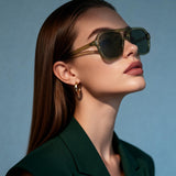 HS1426 - Square Brow-Bar Fashion Aviator Sunglasses