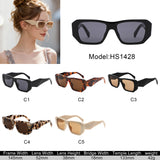 HS1428 - Geometric Bold Thick Frame Square Sunglasses