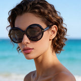 HS1436 - Women Oversized Fashion Round Sunglasses