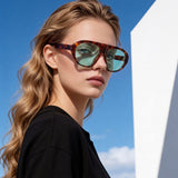 HS1437 - Oversized Retro Shield Sunglasses