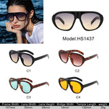 HS1437 - Oversized Retro Shield Sunglasses