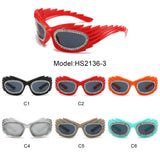 HS2136-3 - Oval Wrap Around Spike Glitter Fashion Women Wholesale Sunglasses