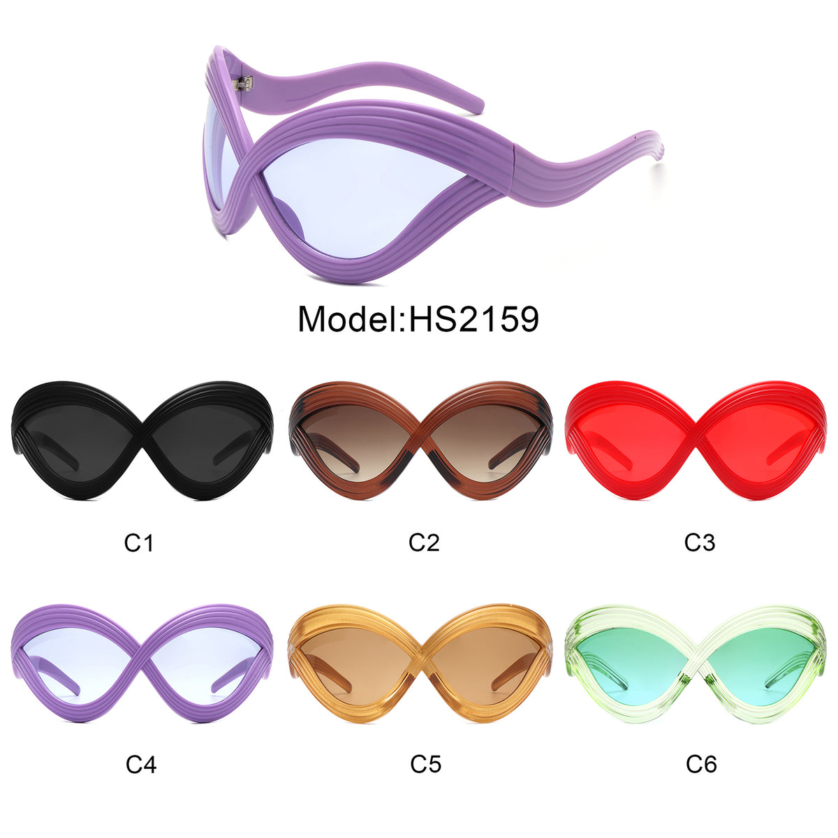 HS2159 - Women Oversize Irregular Round Fashion Cat Eye Wholesale Sunglasses