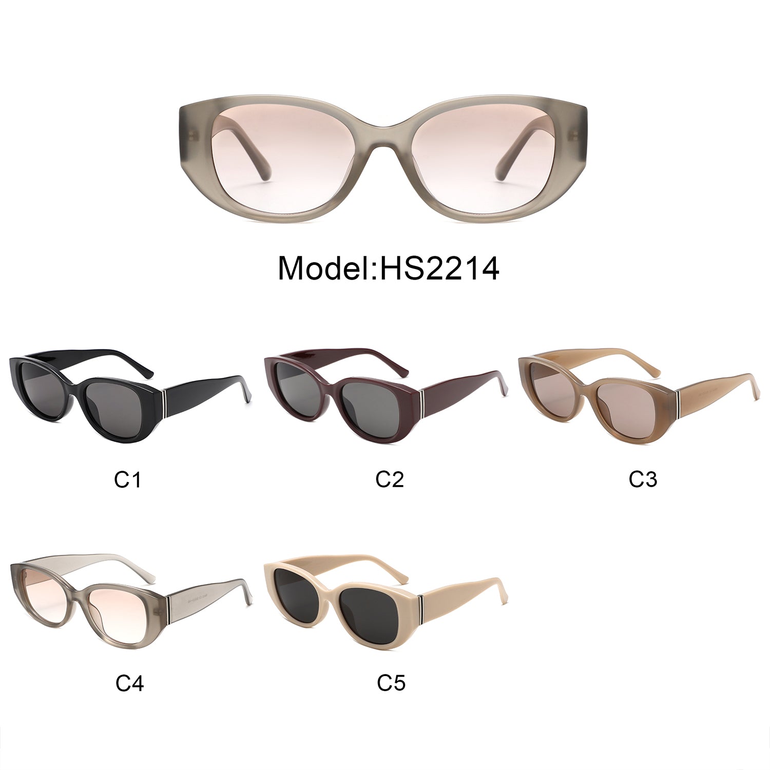 HS2214 - Women Oversized Oval Cat Eye Sunglasses - Iris Fashion