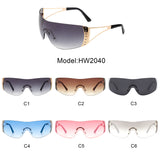 HW2040 - Rectangle Rimless Chic Rhinestone Luxury Sleek Fashion Wholesale Sunglasses