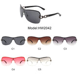 HW2042 - Oversize Square Rimless Flat Top Tinted Fashion Wholesale Sunglasses