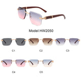 HW2050 - Rimless Square Tinted Retro Fashion Frameless Wholesale Sunglasses