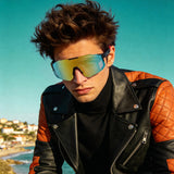 HY1023 - Oversized Sport Mirrored Shield Performance Sunglasses