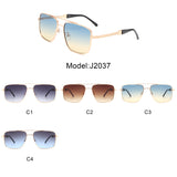 J2037 - Square Flat Top Tinted Brow-Bar Fashion Wholesale Sunglasses