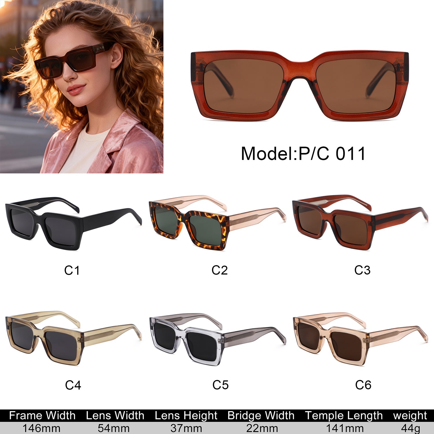 P/C011 - Chunky Rectangle Retro Sunglasses - Iris Fashion