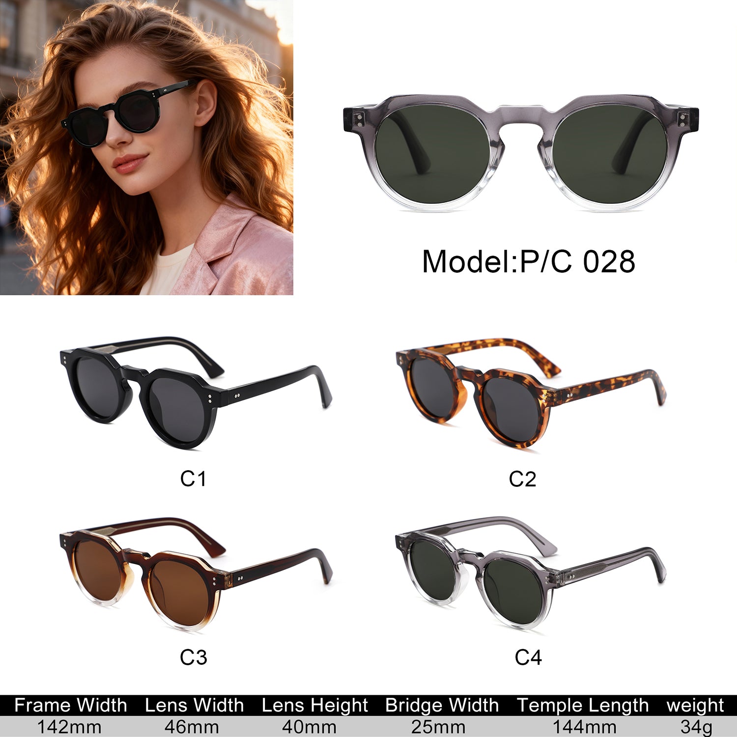P/C028 - Retro Round Thick Frame Keyhole Bold Sunglasses - Iris Fashion