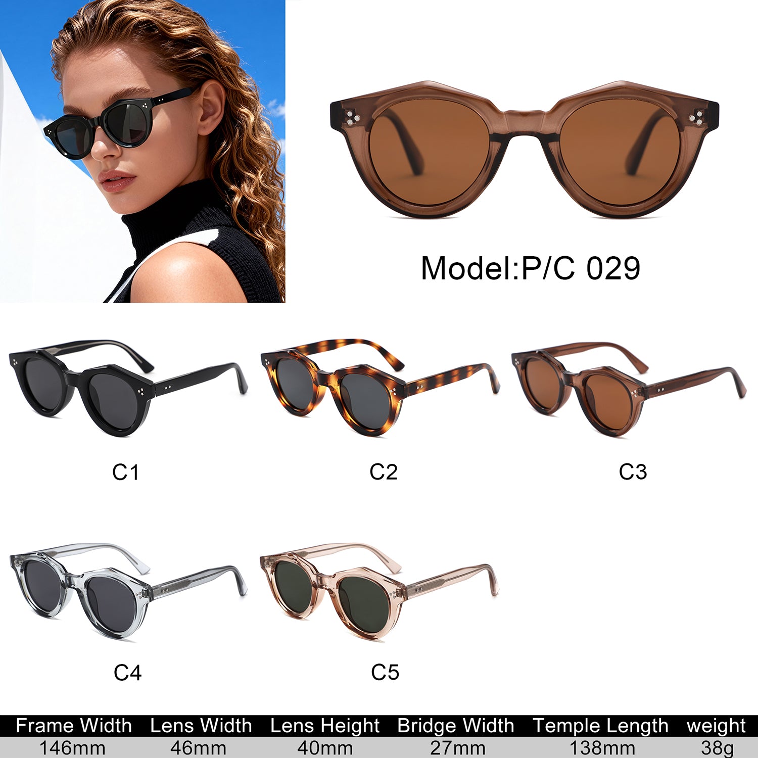 P/C028-1 - Chunky Round Keyhole Retro Sunglasses - Iris Fashion