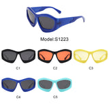 S1223 - Geometric Square Tinted Oversize Chunky Fashion Wholesale Sunglasses