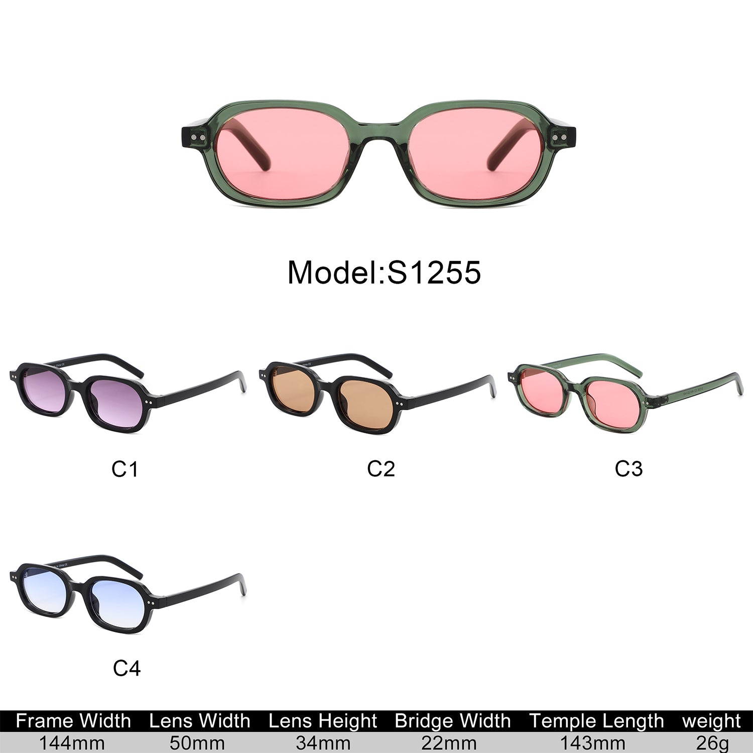 S1255 - Retro Oval Rectangle Chunky Frame Sunglasses - Iris Fashion