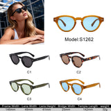 S1262 - Retro Round Thick Frame Sunglasses - Iris Fashion