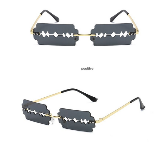 9072 - Rimless Rectangle Razor Blade Party Fashion Sunglasses