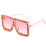 57055 - Women Square Large Oversize Rhinestone Fashion Sunglasses