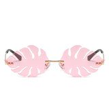 W2019 - Rimless Leaf Shape Party Retro Leaves Sunglasses