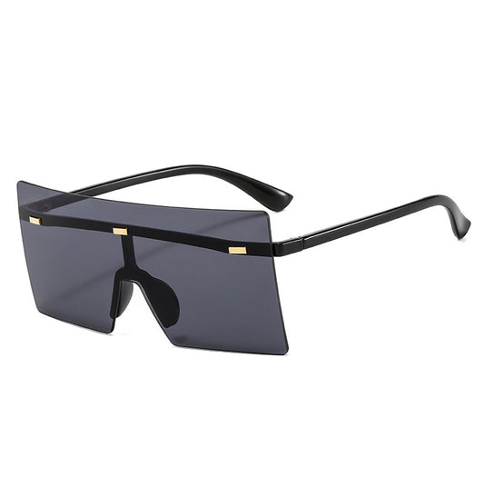 6932 - Rimless Retro Square Oversize Fashion Sunglasses