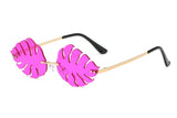 W2019 - Rimless Leaf Shape Party Retro Leaves Sunglasses