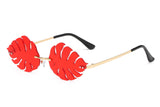 W2019 - Rimless Leaf Shape Party Retro Leaves Sunglasses