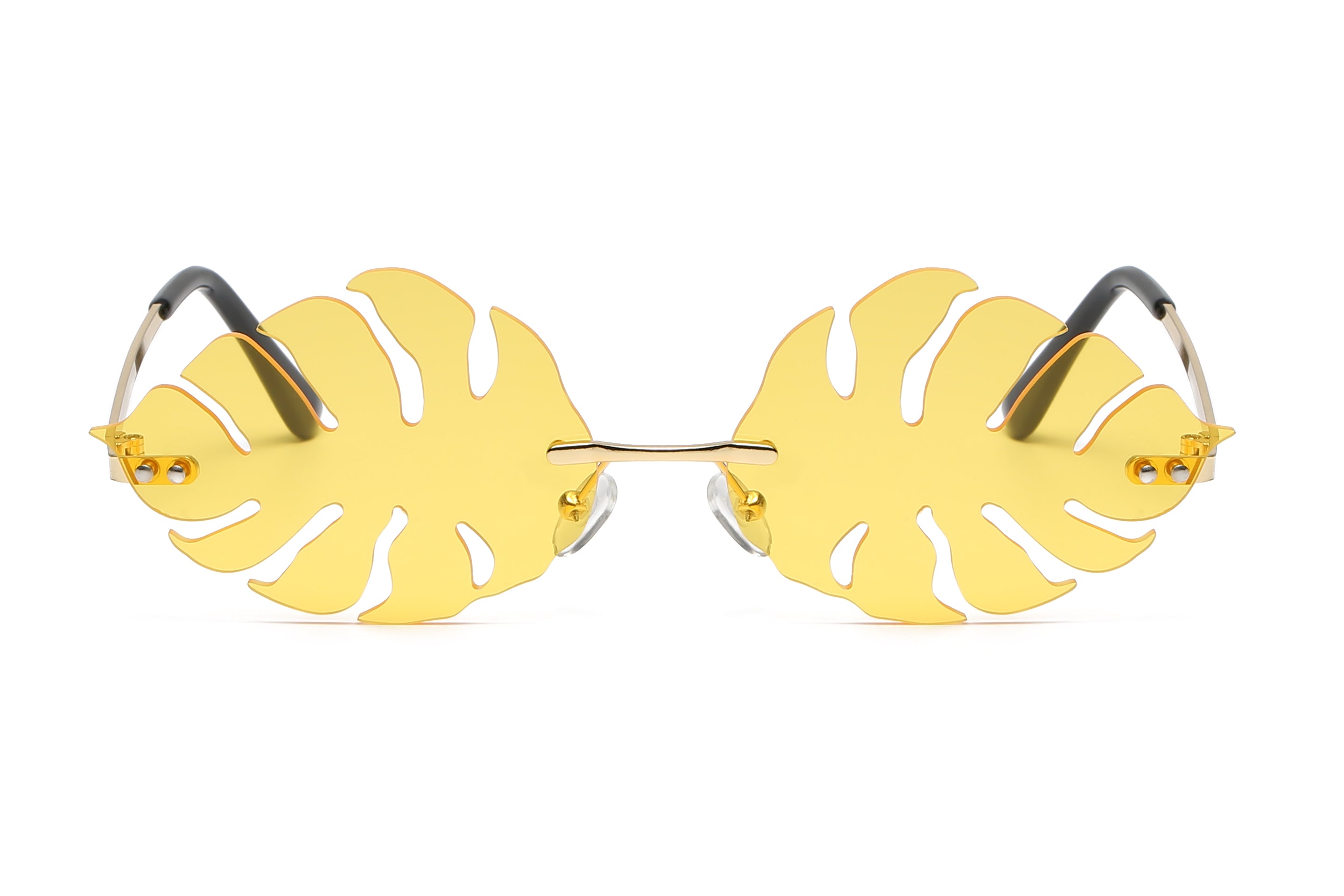 W2019 - Rimless Leaf Shape Party Retro Leaves Sunglasses