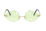 W2019 - Rimless Leaf Shape Party Retro Leaves Sunglasses