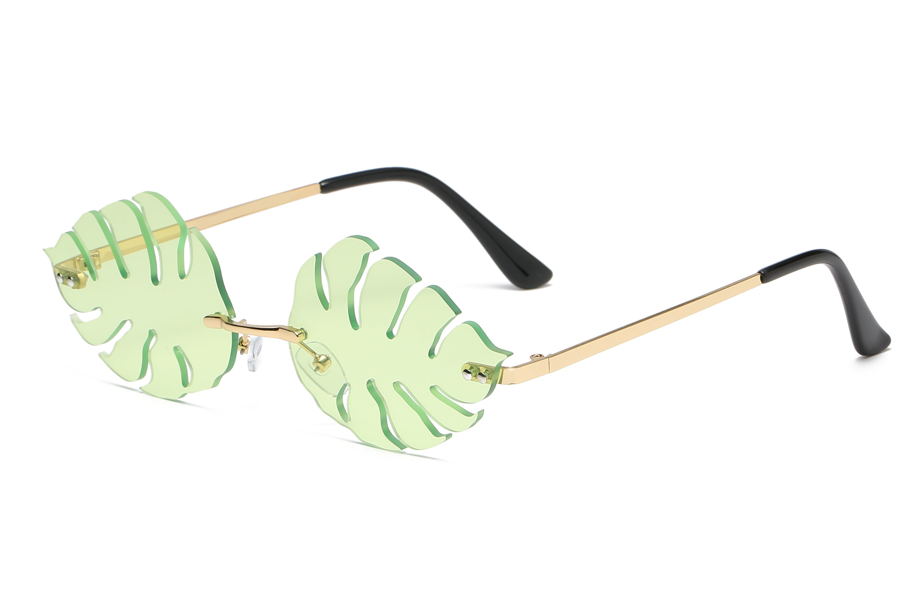 W2019 - Rimless Leaf Shape Party Retro Leaves Sunglasses