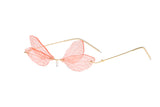 W2018 - Rimless Dragonfly Wing Shape Tinted Party Fashion Sunglasses