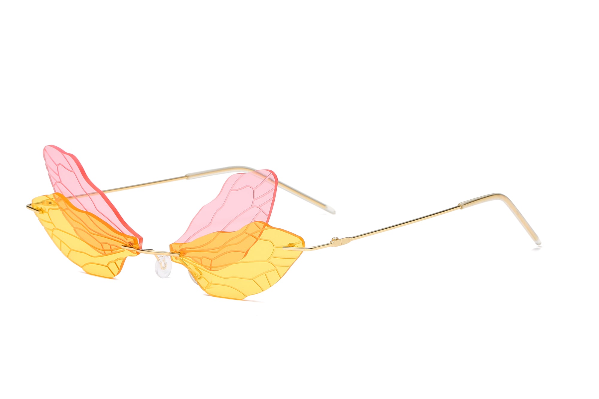 W2018 - Rimless Dragonfly Wing Shape Tinted Party Fashion Sunglasses