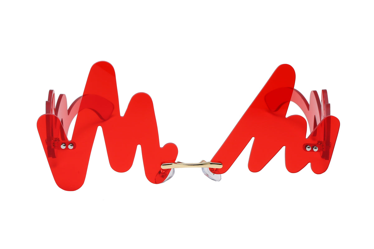 W2020 - Rimless 90s Inspired ZigZag Fashion Sunglasses