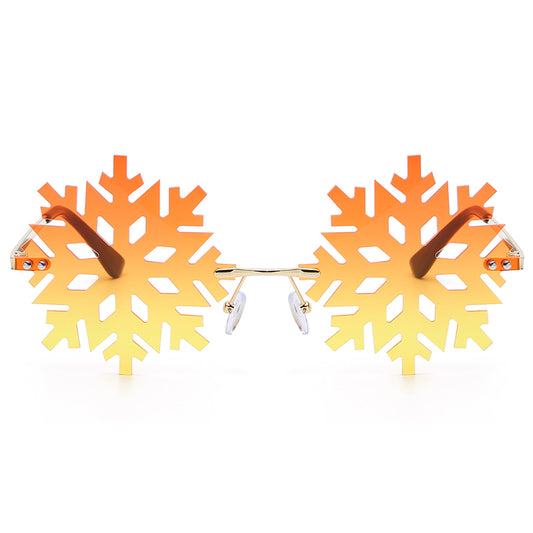 HW2002 - Rimless Snowflake Shape Christmas Novelty Party Sunglasses