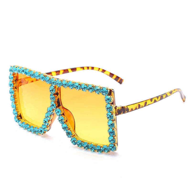 willochra Rimless Rhinestone Sunglasses Women Men Fashion Gradient Lens  party Sun Glasses Shades for Female