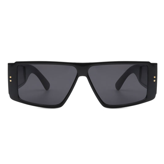 HS1047 - Square Retro Thick Frame Flat Top Rectangle Fashion Sunglasses