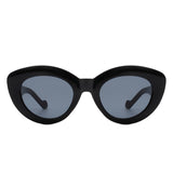 S1207 - Women Oval Fashion Round Cat Eye Sunglasses